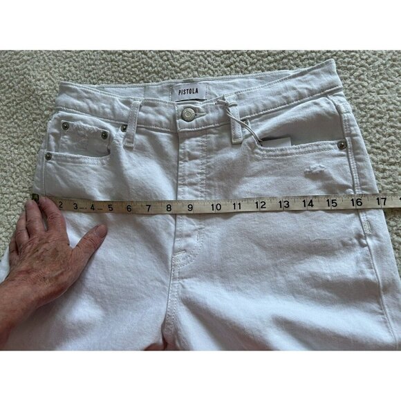 Pistola Charlie High Rise Classic Straight Ankle Deconstructed Optic White Sz 26 - Picture 10 of 13